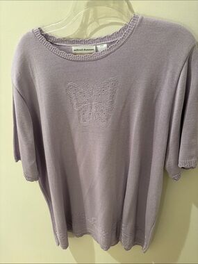Alfred Dunner Lavender Short Sleeve Butterfly Knit Top